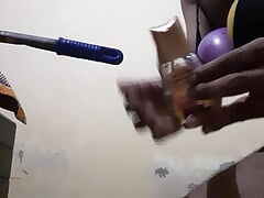 Indian cd sissy fucks herself with long wiper handle