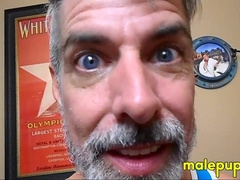 The giant daddy Richard Lennox is so disgusting with nuts stuck on his teeth