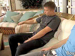 humungous dicked youngster shoves it up his bottom lover scrotum deep