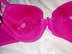 Cum again in pink bra cumrag (more than 30 load on it)