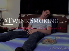 Massive cock stroking in a room filled with smoke by seductive Eli