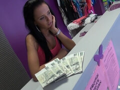 Boutique Booty: skinny brunette Gina Devine gets naughty in the store for quick cash