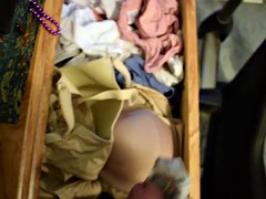 using my mother's panties to masturbate and cum on her bra