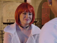 アメリカ人, 黒人, ブーツ, 茶髪の, 口内発射, 異人種間, 馬乗り, ストッキング