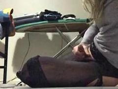 Tranny slut gets dildo cumshot