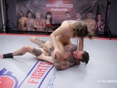 Cheyenne Jewel Dominates Guy in Sex Wrestling and Pegs Him Hard with Strapon