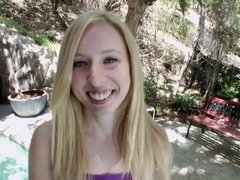 Lovely, amateur blonde is sucking cock