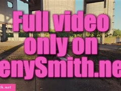 Sexy redhead Jeny Smith gets caught stripping naked at abandoned construction site outdoor