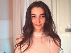 Brunette home alone - Petite skinny leggy babe in erotic solo video