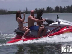 Hot threesome on the seadoo