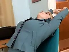 デカパイ, 女, Hd, なめる, オフィス, オマンコ, ストッキング, おもちゃ