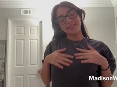 Mamada, Morena, Pareja, Gafas, Mexicano, Adolescente, Paja con tetas, Tetas