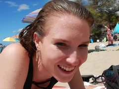 Amateur, Rubia, Coche, Novia, Orgasmo, Al aire libre, Público, Mojado