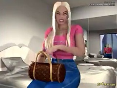 Tridimensionnel, Nana, Gros seins, Blonde, Énorme, Solo, Se déshabiller, Nénés