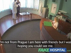 Sexy blonde doctor gives her patient a tongue-lashing and a hot pussy-eating lesson