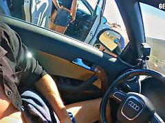 デカパイ, ブロンド, 車, 捕まる, イく瞬間, Hd, イタリア人, オナニー