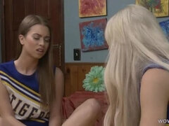 Hot Lesbian Cheerleaders Elsa Jean & Jill Kassidy Lick Pussy in College Dorm