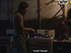 素人, ブロンド, カップル, なめる, ピアス, ストッキング