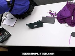 Amber Summer & Rusty Nails get caught and fucked hard by security officer in teen shoplifting video
