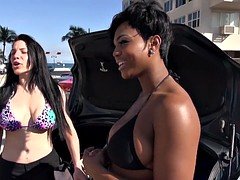 Hot girls flashed their tits for money