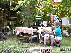 Mature4k. kinky mature giantess diana loves pet have fun in tights with two strangers in public