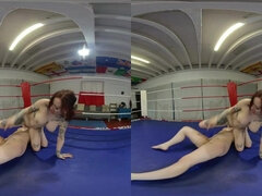 Fetish femdom lesbian sex with tattooed chicks in boxing ring - Redhead lesbian in POV VR