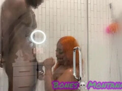 Ebony BBW Shower Fun with Juicy T & Bones Montana