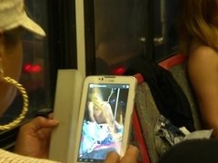 Public lesbian sex on the bus with pretty girlfriends