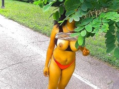 Ebony beauty Minah Khali gets sensual in an outdoor yoga class