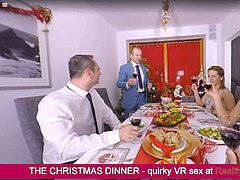blow-job under the table on Christmas in VR with uber-sexy light-haired