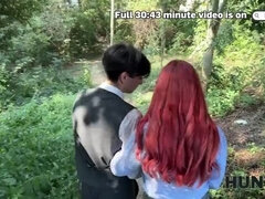 Busty Redhead Teen Seduces Stranger for Outdoor Sex in Front of Boyfriend - Cuckold HD