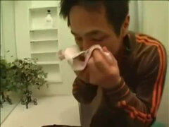 Tiny Japanese Mommy catches boy wanking on her underwear