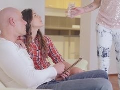 デカチン, イく瞬間, デブ, 淫乱熟女, 自然山雀, オマンコ, スパンキング, 三人