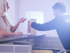 デカチン, デカパイ, ブロンド, フェラチオ, チン, ヨーロピアン, オナニー, 自然山雀