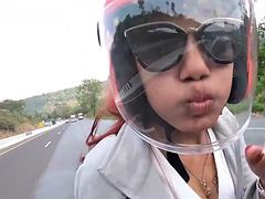 素人, アジア人, デカチン, カップル, フェティッシュ, 手コキする, アウトドア, タイ