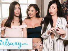 18, 毛深い, Hd, レズビアン, オマンコ, 現実, ティーン, 三人