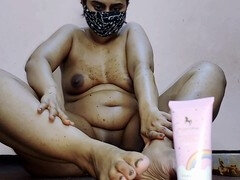 Pakistani solo beauty Desi British Bhabi enjoys a sensual massage while having fun with her big boobs