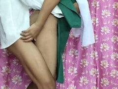 18 ans, Asiatique, Mignonne, Fait maison, Indienne, Chatte, Élève, Uniforme