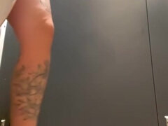 Risky Squirt Fun In Mens Mcdonalds Restroom With Open Door