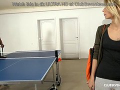 Skinny teen gets her tight ass drilled on ping pong table while getting pounded on the table