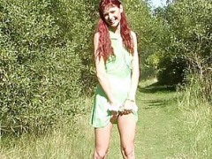 Gorgeous Legal teen Interview and Strip in the field
