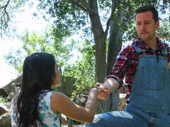 Минет, Брюнетки, Сперма на лице, На природе, Порка