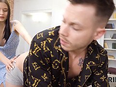 Naughty teen in a threesome gets asslicked & licked in Skeptic Sex