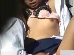 Amateur, Asiatique, Couple, Public