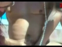 Amateur, Bikini, Corridas, Alemán, Al aire libre, Piscina, Público, Trio