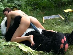 Blowjob, Brunette, Facial, Outdoor