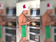 アメリカ人, 舐める尻, ぽっちゃり, 巨乳な, 中出し, キッチン, なめる, オマンコ