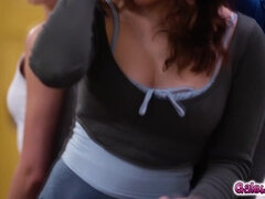 デカパイ, 茶髪の, レズビアン, 下着, 淫乱熟女, 生徒, 教師, ティーン