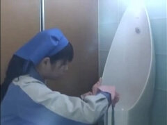 Asian toilet attendant cleans wrong part2