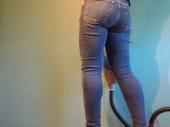 Brille, Jeans, Zierlich, Pissen